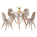 5 Piece 31.5'' Round Dining Table Set for 4, Mid-Century Modern Table W/ 4 Chairs for Kitchen, Home, Living Room, Apartment, Wood Legs, Metal Frame