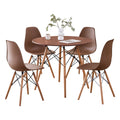 5 Piece 35.5'' Round Dining Table Set for 4, Kitchen Table & Chairs Set of 4, Mid-Century Modern Table W/ 4 Chairs for Home, Living Room, Apartment, Wood Legs, Metal Frame, Brown
