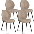 Boucle Dining Chairs Set of 4, Mid Century Modern Kitchen Chairs Comfortable Upholstered Armless Accent Dinning Room Chairs with Back and Metal Legs for Kitchen, Bedroom, Living Room, Brown