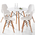 5-Piece 35.5'' Round Dining Table Set for 4, Kitchen Table Chair Set of 4, Mid-Century Modern Dinette Dining Room Table Set Dinner Table for 4 W/Solid Wood Legs, White