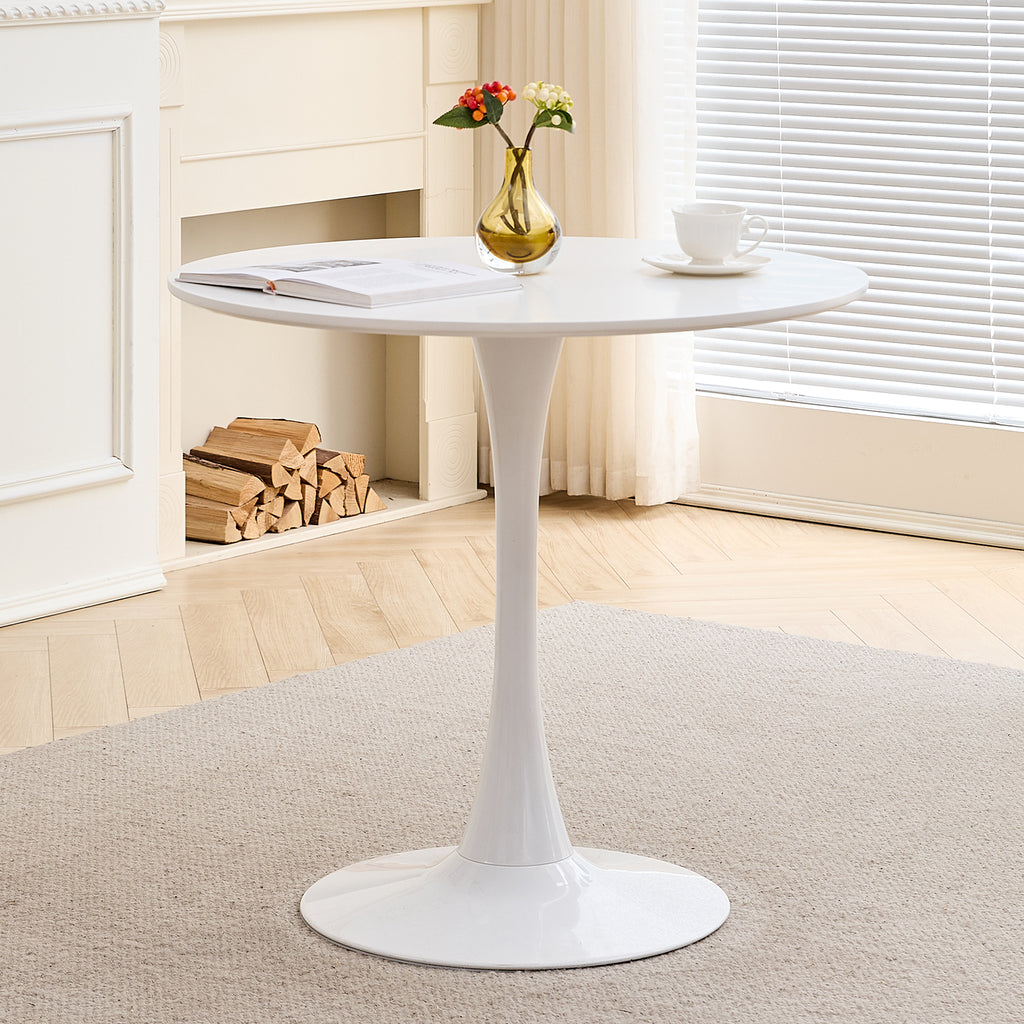 23.6" Small Round Dining Table for 2-4, White Modern Circle Kitchen Table, Space Saving, for Dining Room Apartment Office