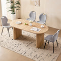 71" Large Dining Table Set for 4, Rounded Corners Farmhouse Modern Rectangle Wood Kitchen Table with Fabric Wingback Dining Chairs for Living Room Apartment Waiting Room