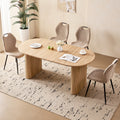 71" Large Dining Table Set for 4, Rounded Corners Farmhouse Modern Rectangle Wood Kitchen Table with Fabric Wingback Dining Chairs for Living Room Apartment Waiting Room