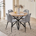 5 Piece 39" Round Dining Table Set for 4, Mid Century Kitchen Table with 4 Khaki Gray Upholstered Dining Chairs for Apartment Living Room, Space Saving Table.