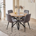 39" Round Dining Table Set for 4, Mid Century Kitchen Table with 4 Grey Velvet Upholstered Dining Chairs for Apartment Living Room Space Saving