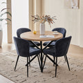 39" Round Dining Table Set for 4, Mid Century Kitchen Table with 4 Upholstered Accent Chenille Dining Chairs for Apartment Living Room, Space Saving, Blue