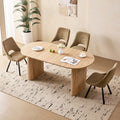 71" Natural Large Dining Table Set for 4 Modern Kitchen Table with Brown Boucle Upholstered Kitchen Chairs Set of 4