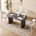 71" Black Large Dining Table Set for 4 Modern Kitchen Table with White Linen Upholstered Kitchen Chairs Set of 4