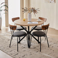 39" Round Dining Table Set for 4, Mid Century Kitchen Table with 4 Stackable Dining Chairs for Apartment Living Room Space Saving, Black