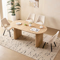 71" Natural Large Dining Table Set for 4 Modern Kitchen Table with Beige Boucle Upholstered Kitchen Chairs Set of 4