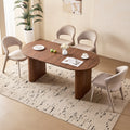 71" Brown Large Dining Table Set for 4 Modern Kitchen Table with Brown Linen Upholstered Kitchen Chairs Set of 4