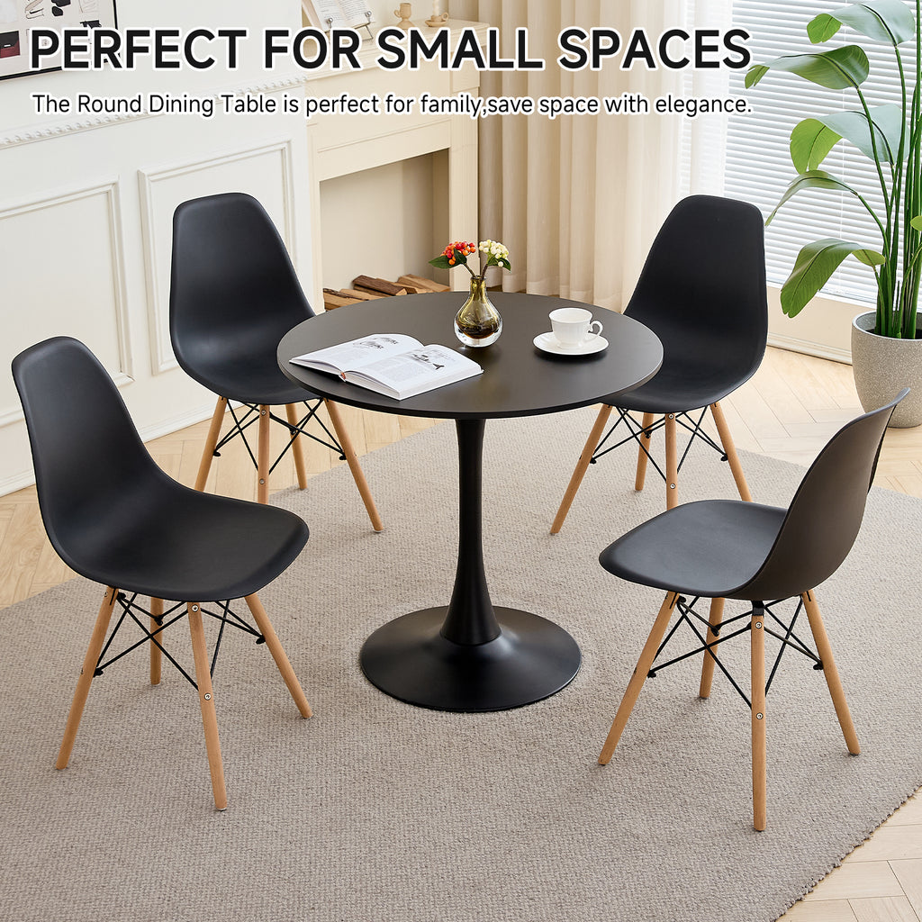 31.5" Small Round Dining Table for 2-4, White Modern Circle Kitchen Table, Space Saving, for Dining Room Apartment Office