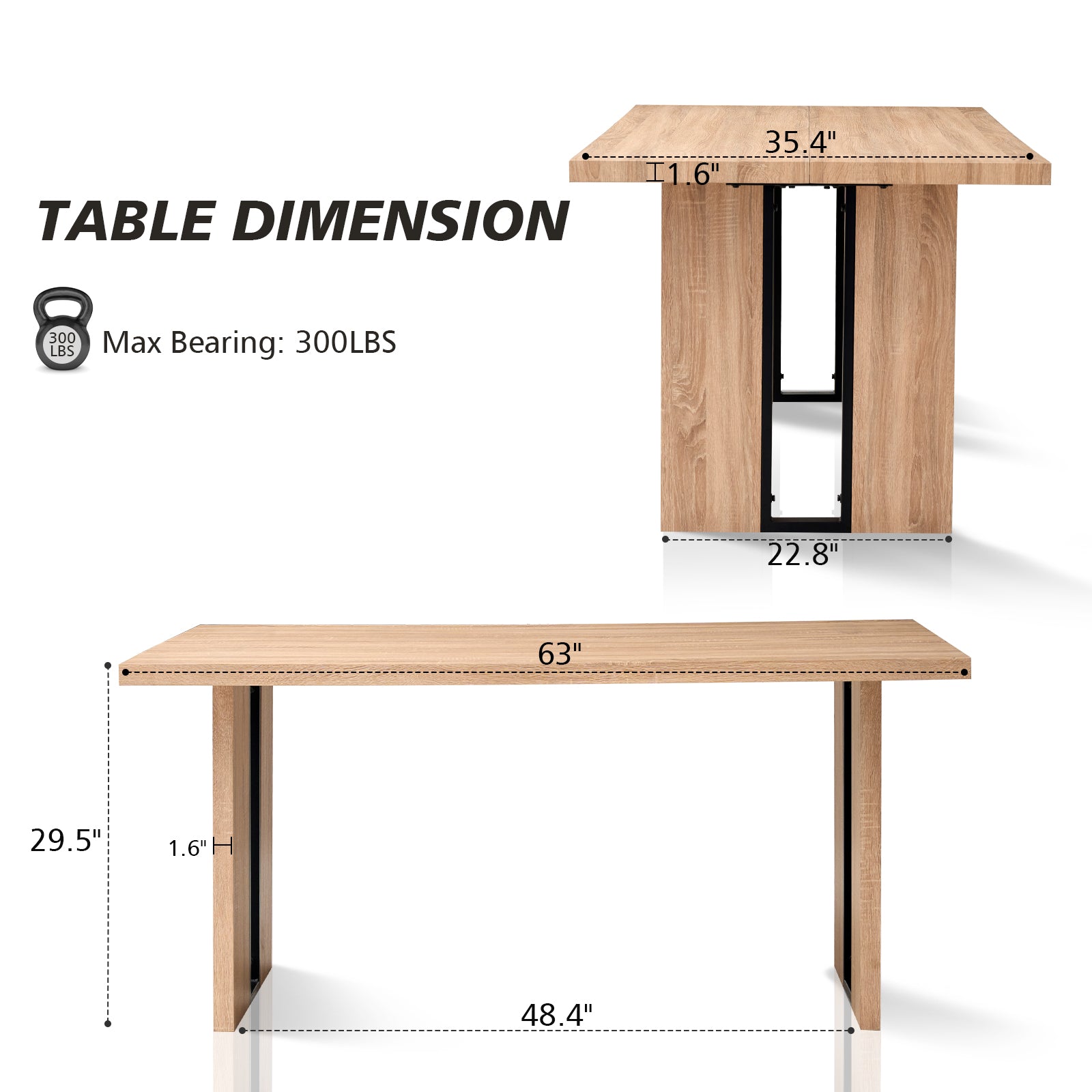 5pcs Rectangle Dining Table Chairs Set for 4, 63" Farmhouse Wood Kitchen Table with 4 Upholstered Mid Century Modern Boucle Chairs for Dinner, Living Dining Room, Apartment, Beige