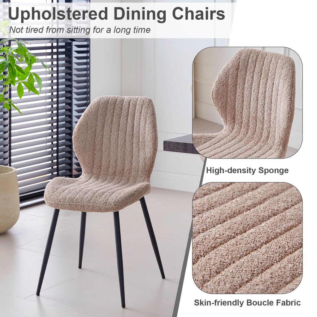 5 Piece 47'' Round Dining Table Chairs Set for 4, Farmhouse Oak Kitchen Table with 4 Scandi Mid Century Modern Dinning Room Chairs, Wood Dinner Table &Upholstered Fabric Chairs Set of 4, Brown