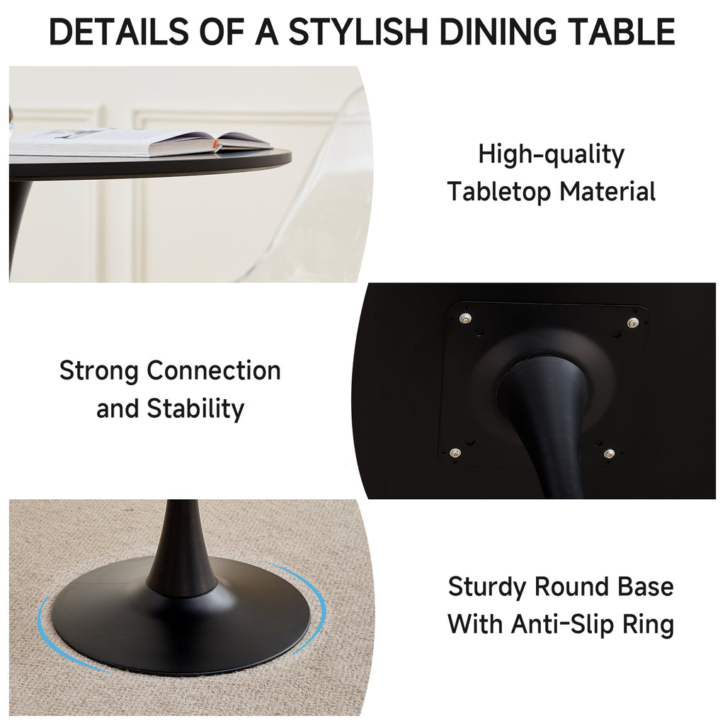 31.5" Small Round Dining Table for 2-4, White Modern Circle Kitchen Table, Space Saving, for Dining Room Apartment Office