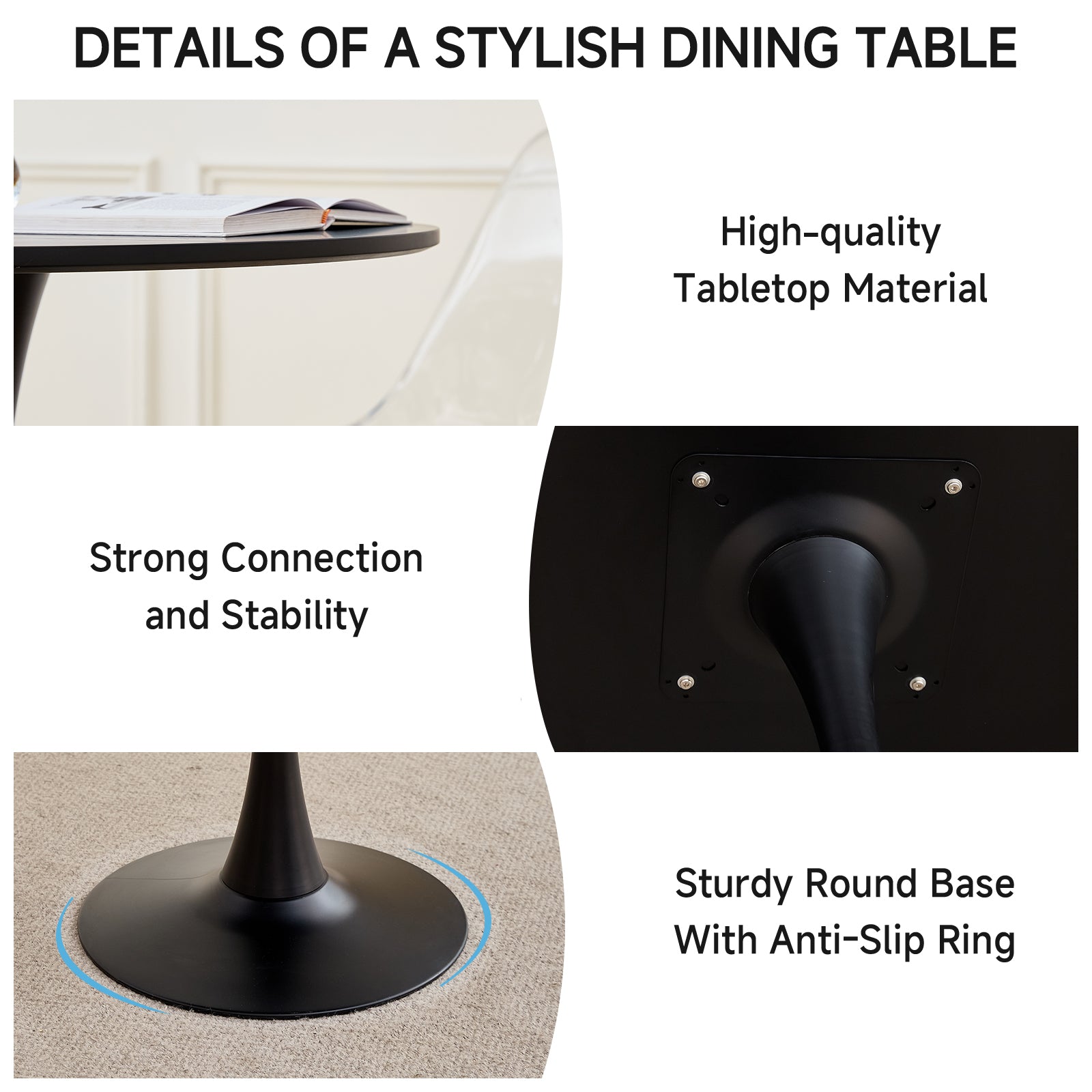 31.5" Small Round Dining Table for 2-4, White Modern Circle Kitchen Table, Space Saving, for Dining Room Apartment Office