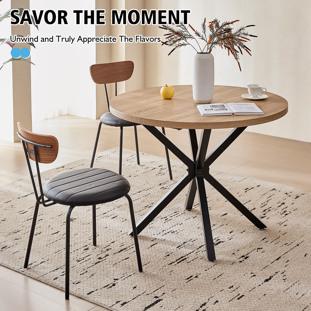 39" Round Dining Table Set for 4, Mid Century Kitchen Table with 4 Stackable Dining Chairs for Apartment Living Room Space Saving, Black