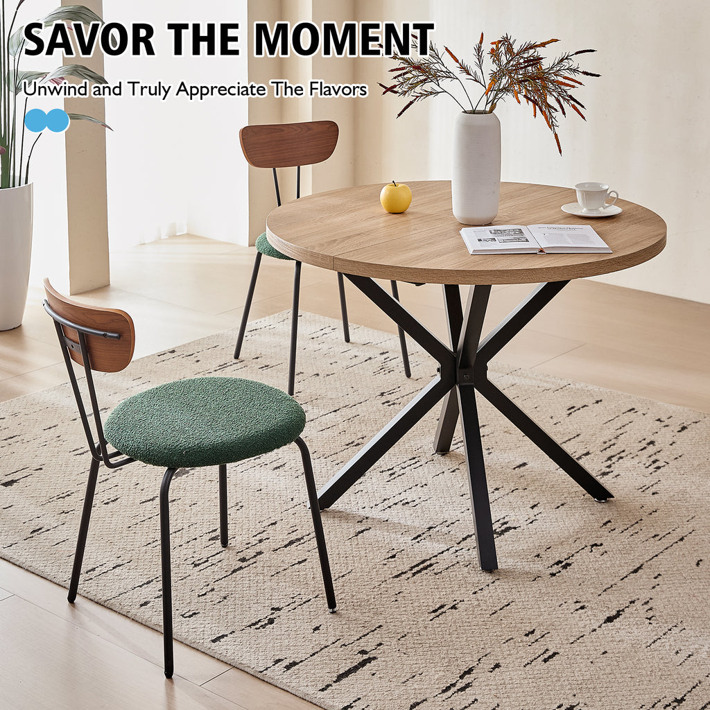 39" Round Dining Table Set for 4, Mid Century Kitchen Table with 4 Stackable Dining Chairs for Apartment Living Room Space Saving, Green