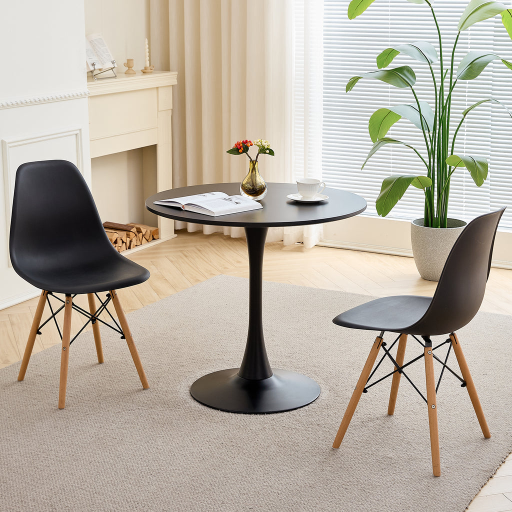 23.6" Small Round Dining Table, White Modern Circle Kitchen Table for 2-4, Space Saving, for Dining Room Apartment Office