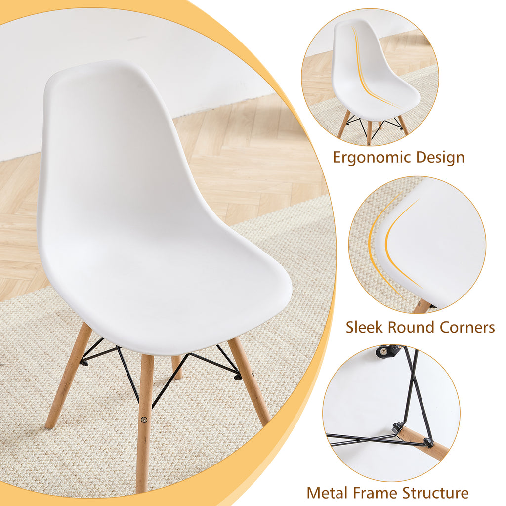 5-Piece 35.5'' Round Dining Table Set for 4, Kitchen Table Chair Set of 4, Mid-Century Modern Dinette Dining Room Table Set Dinner Table for 4 W/Solid Wood Legs, White