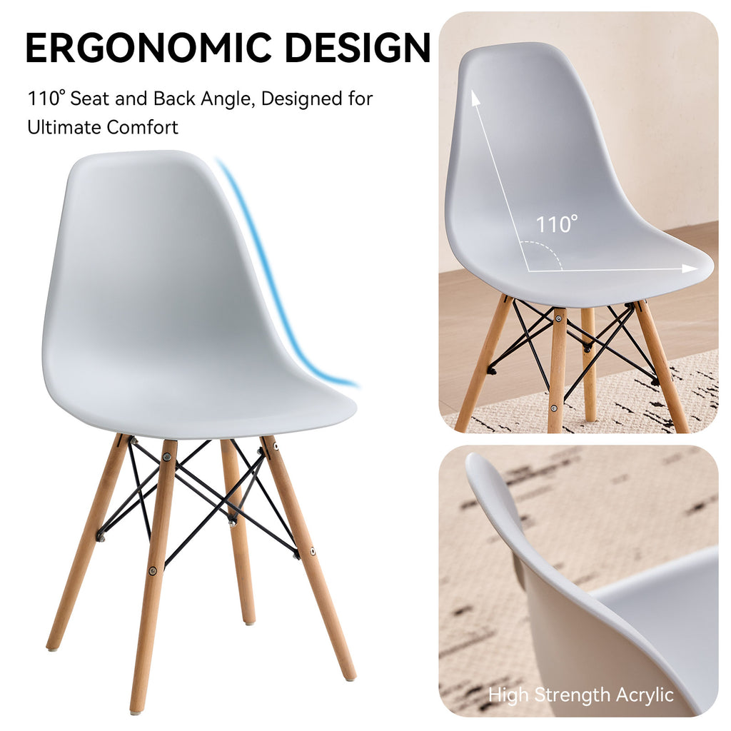 5 Piece 31.5'' Round Dining Table Set for 4, Kitchen Table & Chairs Set of 4, Mid-Century Modern Table W/ 4 Chairs for Home, Living Room, Apartment, Wood Legs, Metal Frame, Gray