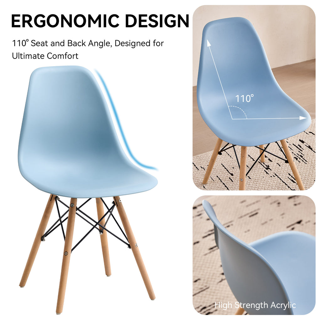 5 Piece 31.5'' Round Dining Table Set for 4, Kitchen Table & Chairs Set of 4, Mid-Century Modern Table W/ 4 Chairs for Home, Living Room, Apartment, Wood Legs, Metal Frame, Blue