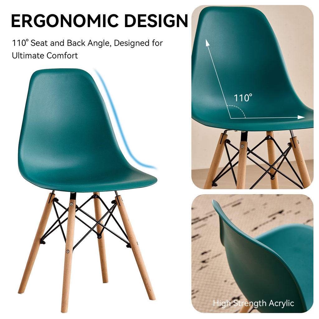 5 Piece 31.5'' Round Dining Table Set for 4, Kitchen Table & Chairs Set of 4, Mid-Century Modern Table W/ 4 Chairs for Home, Living Room, Apartment, Wood Legs, Metal Frame, Green