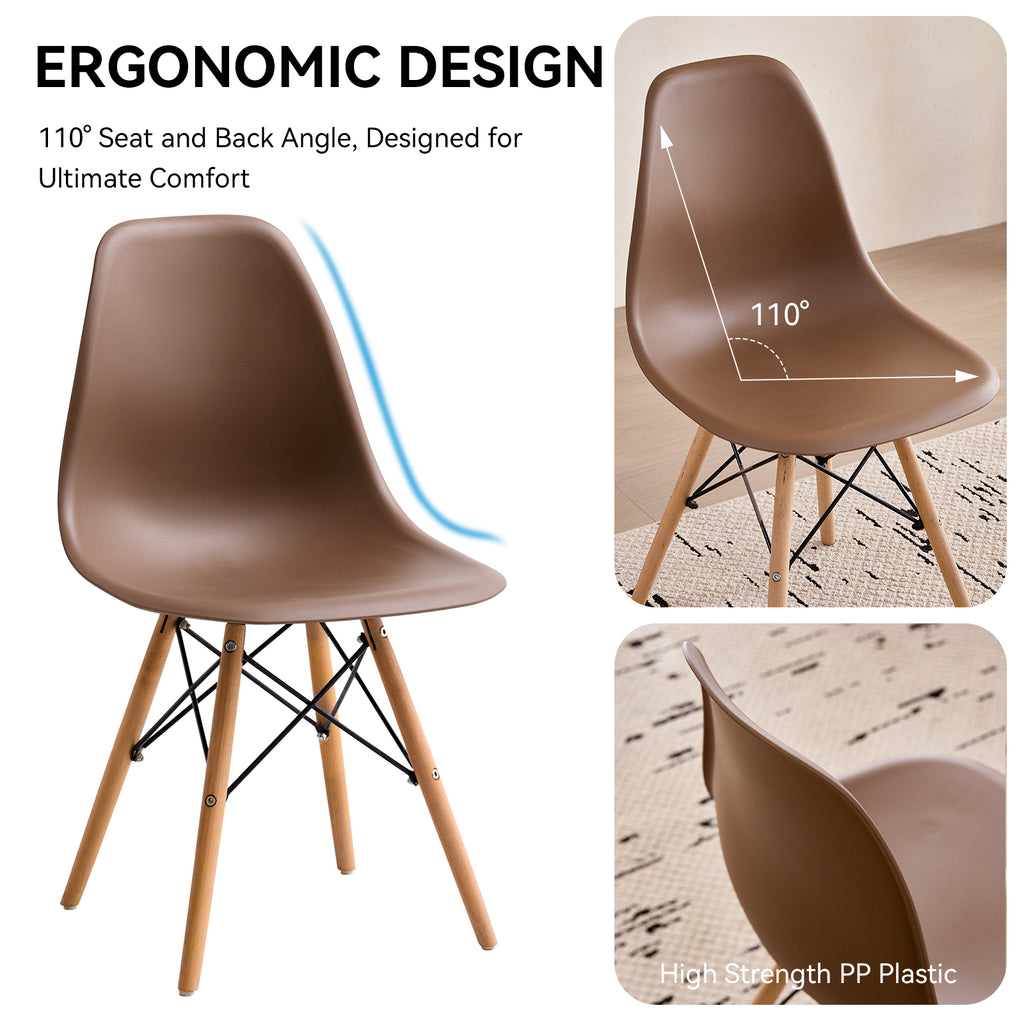 5 Piece 35.5'' Round Dining Table Set for 4, Kitchen Table & Chairs Set of 4, Mid-Century Modern Table W/ 4 Chairs for Home, Living Room, Apartment, Wood Legs, Metal Frame, Brown
