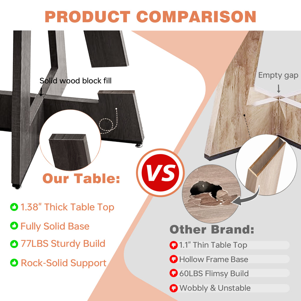 5 Piece 47'' Round Dining Table Chairs Set for 4, Farmhouse Gray Kitchen Table with 4 Boucle Mid Century Modern Dinning Room Chairs, Wood Dinner Table &Upholstered Chair Set of 4, Brown