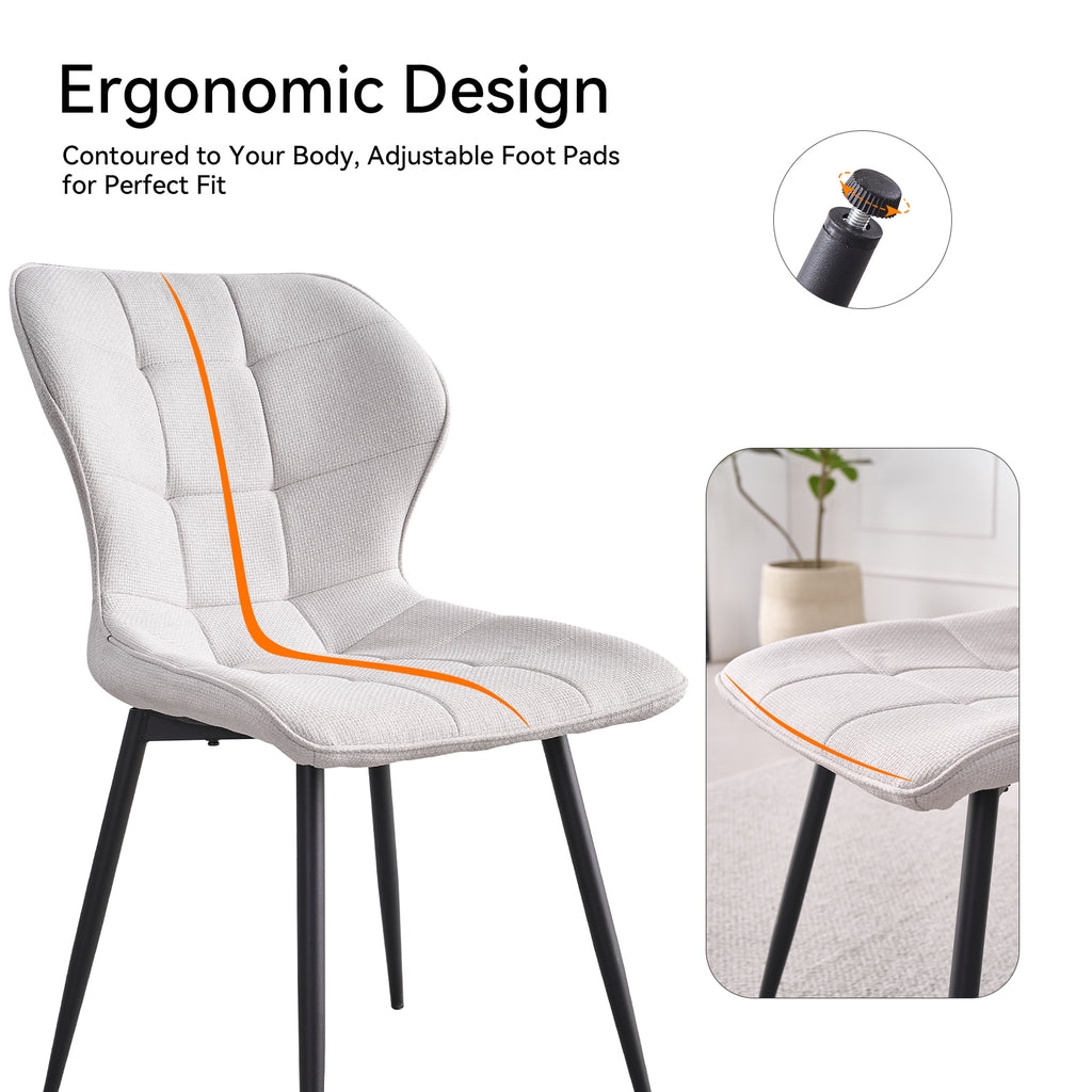 5 Piece 47'' Round Dining Table Chairs Set for 4, Farmhouse Grey Kitchen Table with Chairs Mid Century Modern Dinning Room Set Wood Kitchen Table with 4 Water-Resistant Fabric Dining Chairs, White
