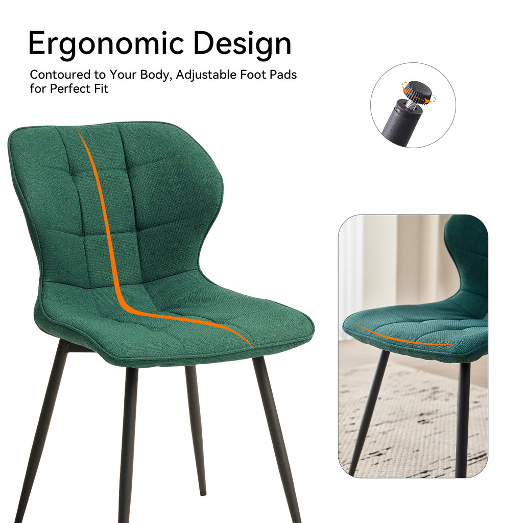 5 Piece 47'' Round Dining Table Chairs Set for 4, Farmhouse Walnut Kitchen Table and Chairs Mid Century Modern Wood Dining Table with 4 Water-Resistant Fabric Dining Chairs, Green