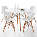 5-Piece 35.5'' Round Dining Table Set for 4, Kitchen Table Chair Set of 4, Mid-Century Modern Dinette Dining Room Table Set Dinner Table for 4 W/Solid Wood Legs, White