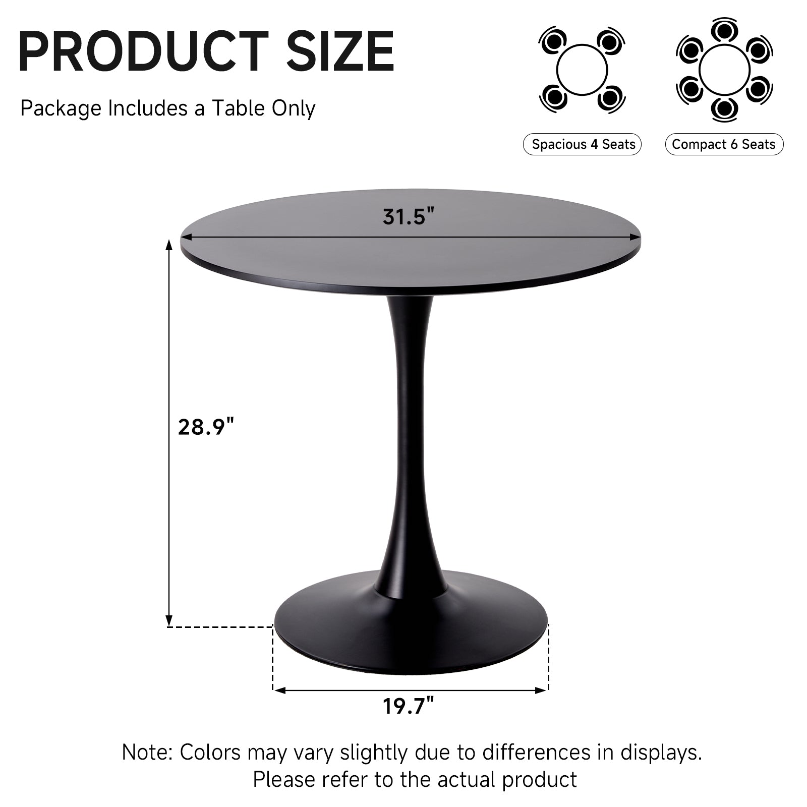 31.5" Small Round Dining Table for 2-4, White Modern Circle Kitchen Table, Space Saving, for Dining Room Apartment Office