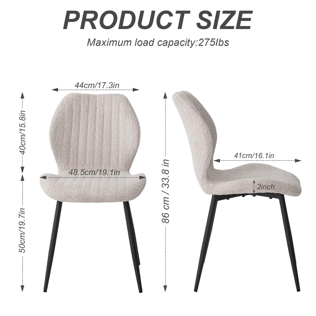 5pcs Rectangle Dining Table Chairs Set for 4, 63" Farmhouse Wood Kitchen Table with 4 Upholstered Mid Century Modern Boucle Chairs for Dinner, Living Dining Room, Apartment, Beige